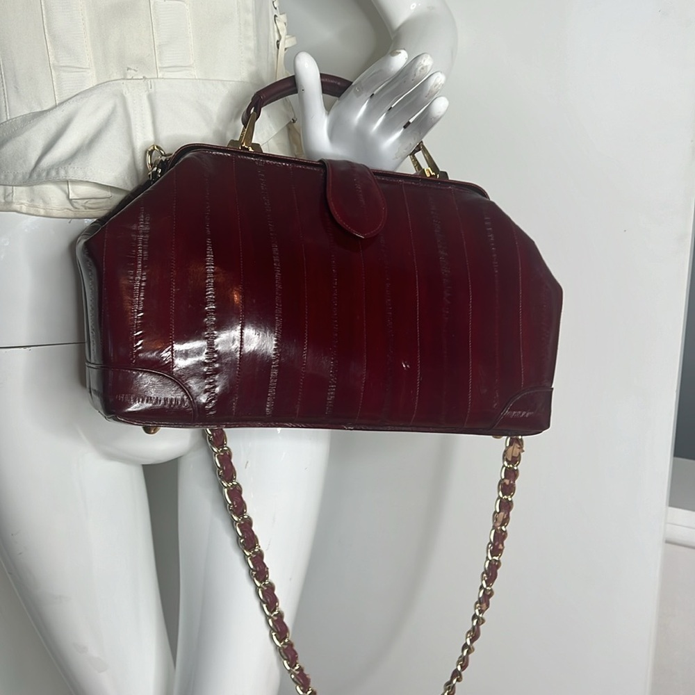 Deer Skin Oxblood Red Doctor's Satchel Hand Bag with Additional Detachable Strap
